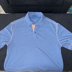 Men's Blue Polo Shirt with Orange Accents golf, casual, business casual, men’s L